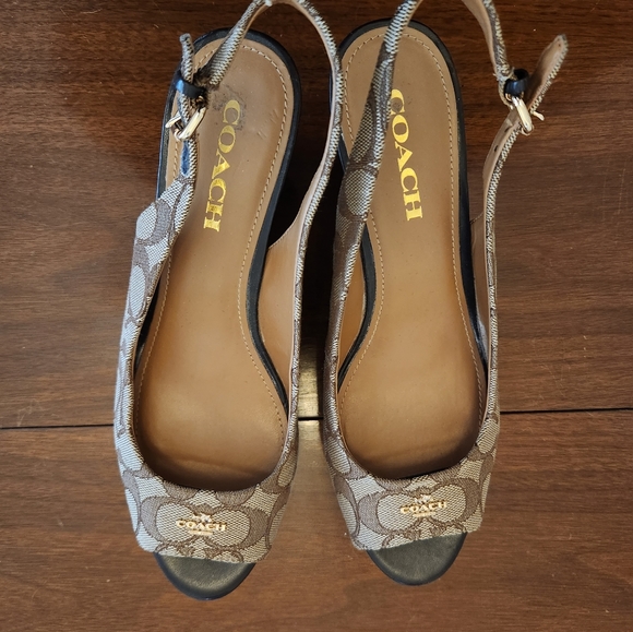 Coach Brown Wedge Sandals - Picture 3 of 7